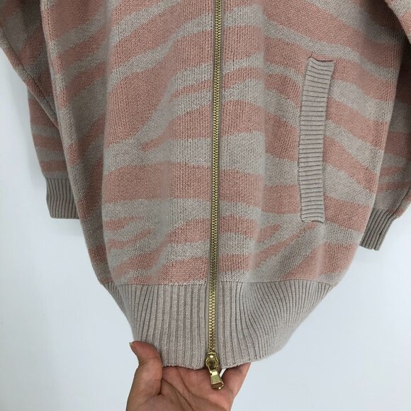 Varley Mayberry Sweater Pale Blush Zebra Long full zip Merino  wool size SP - Picture 12 of 14